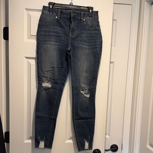 Maurices Dark Blue Distressed Skinny Jeans